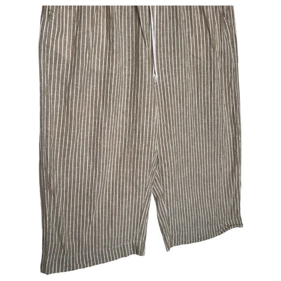 Beach Lunch Lounge Pants Womens XL Linen Margot Pull On Striped Cropped Brown - Picture 3 of 12